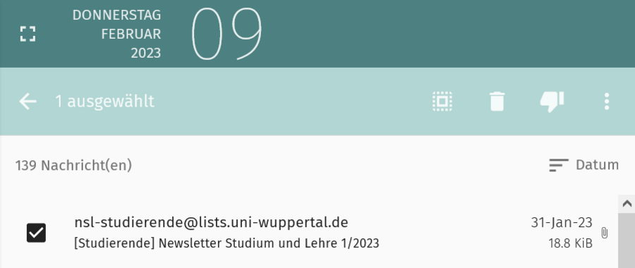 Mehrfachauswahl Mail Nachrichten