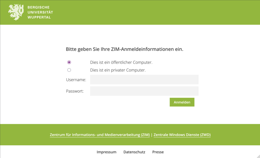 Screenshot des neuen OWA Logins